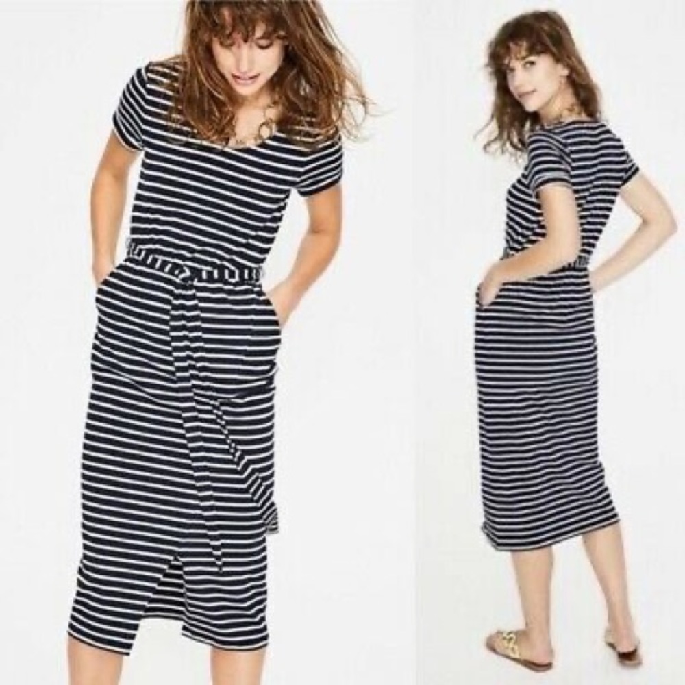 Boden Hallie Striped Jersey Midi Dress 14R Blue